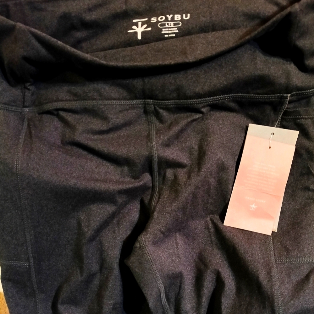 Soybu Black Leggings size Large Dark Grey.